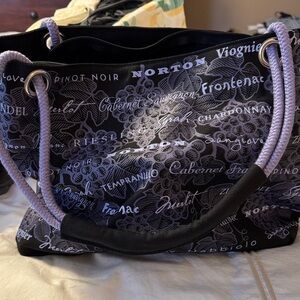 Wine Lovers Tote Stylish Black and Purple with